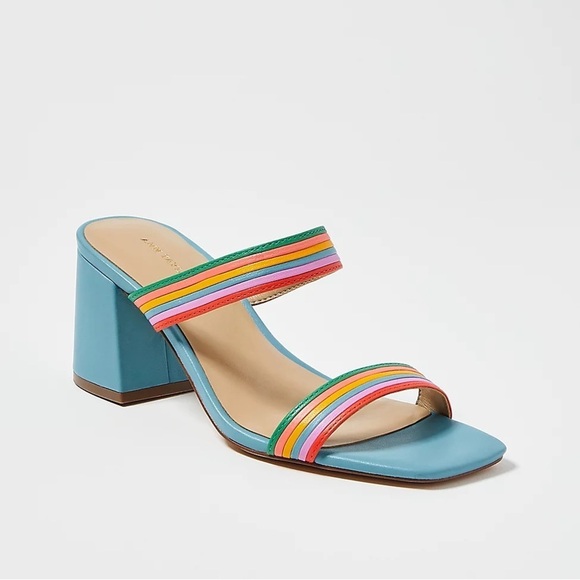 Ann Taylor Machelle Rainbow Leather Block Heel Sandals - Picture 1 of 14